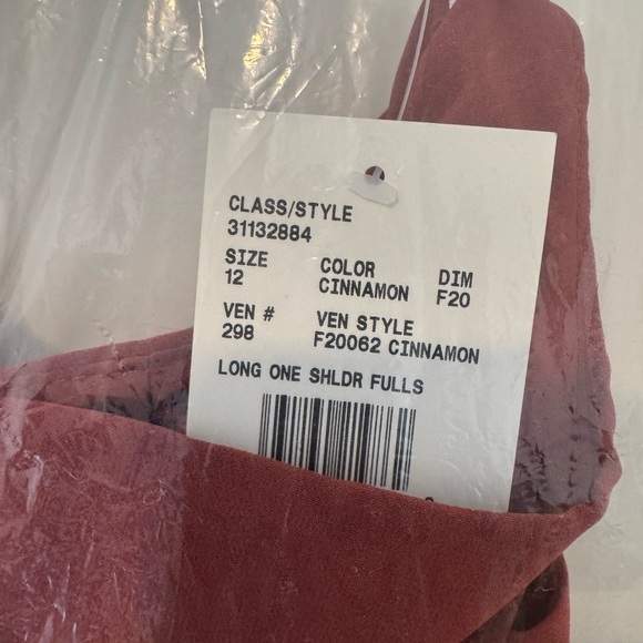 David's Bridal One-Shoulder Bridesmaid Dress in Cinnamon | NWT | Size 12 - Picture 5 of 5